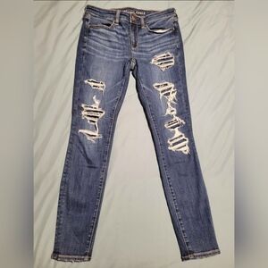 American Eagle Outfitters Ripped Blue Skinny Jeans